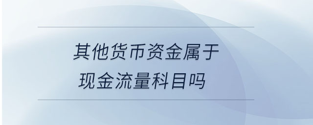 其他貨幣資金屬于現(xiàn)金流量科目嗎