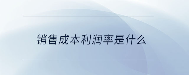 銷售成本利潤率是什么