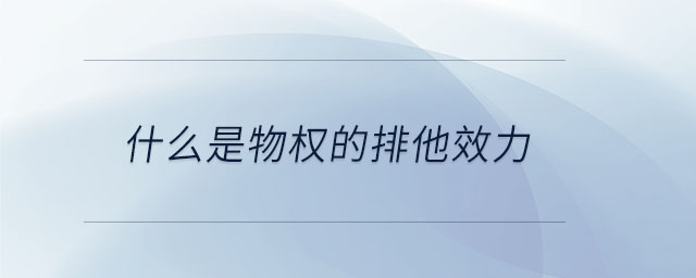 什么是物權的排他效力