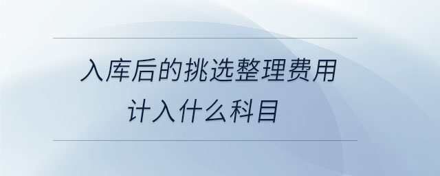 入庫后的挑選整理費用計入什么科目