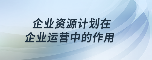 企業(yè)資源計(jì)劃在企業(yè)運(yùn)營中的作用
