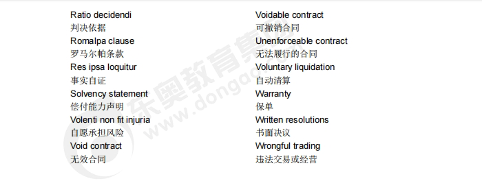 acca備考干貨：F4（公司法與商法）重點(diǎn)詞匯中英對(duì)照