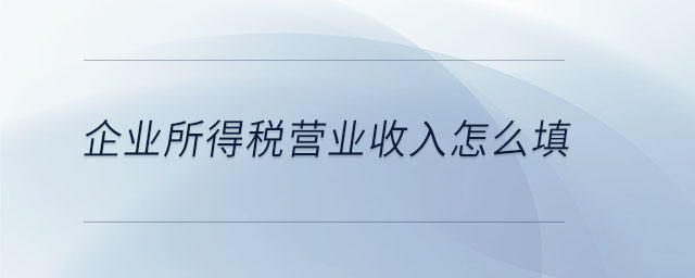 企業(yè)所得稅營業(yè)收入怎么填