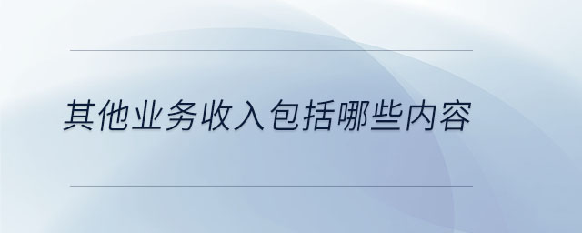 其他業(yè)務(wù)收入包括哪些內(nèi)容