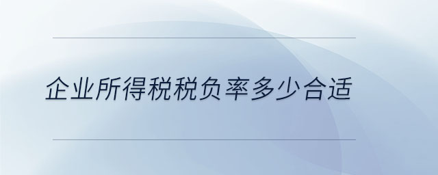 企業(yè)所得稅稅負率多少合適