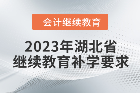 2023年湖北省會計繼續(xù)教育補學(xué)要求