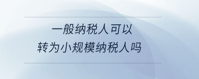 一般納稅人可以轉(zhuǎn)為小規(guī)模納稅人嗎