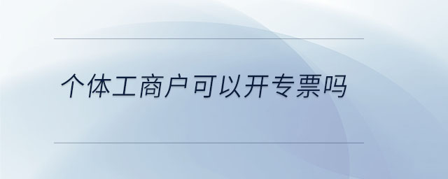 個體工商戶可以開專票嗎