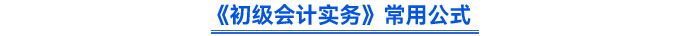2024年《初級會計實務》常用公式