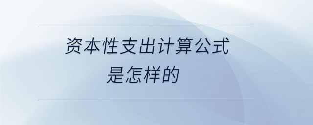 資本性支出計算公式是怎樣的