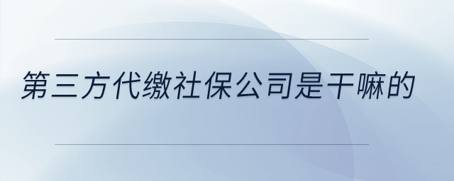 第三方代繳社保公司是干嘛的,？