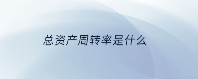 總資產(chǎn)周轉(zhuǎn)率是什么