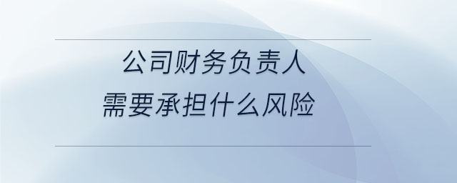 公司財務負責人需要承擔什么風險