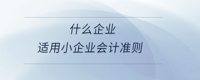 什么企業(yè)適用小企業(yè)會(huì)計(jì)準(zhǔn)則