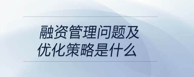 融資管理問題及優(yōu)化策略是什么