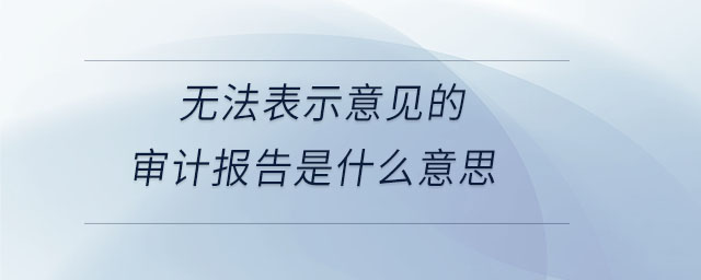 無法表示意見的審計報告是什么意思