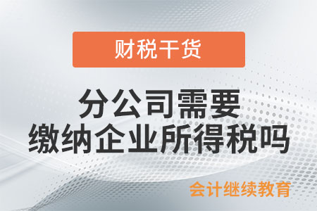 分公司需要繳納企業(yè)所得稅嗎？