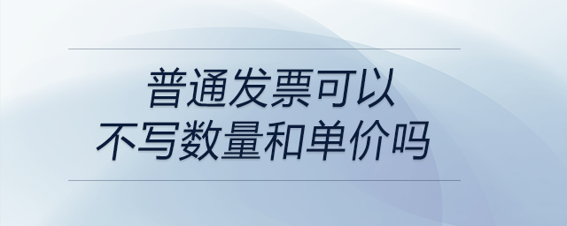 普通發(fā)票可以不寫數(shù)量和單價嗎