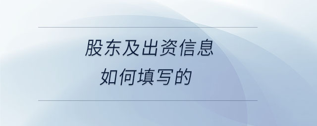 股東及出資信息如何填寫的