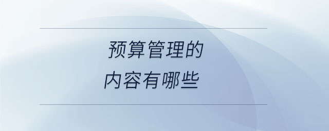 預算管理的內(nèi)容有哪些