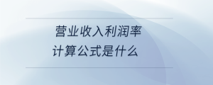 營業(yè)收入利潤率計算公式是什么