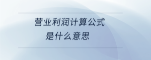 營業(yè)利潤計算公式是什么意思