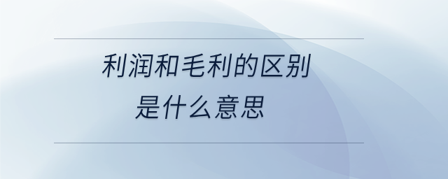利潤(rùn)和毛利的區(qū)別是什么意思
