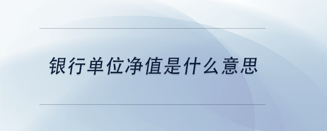 中級會計銀行單位凈值是什么意思