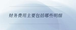 財(cái)務(wù)費(fèi)用主要包括哪些明細(xì)