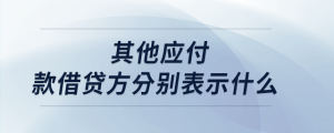 其他應(yīng)付款借貸方分別表示什么