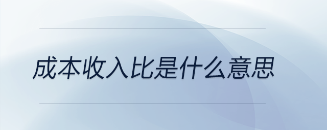 成本收入比是什么意思