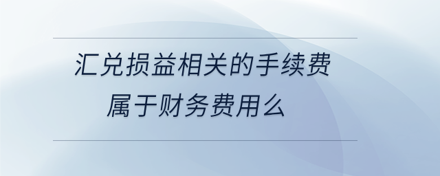 匯兌損益相關(guān)的手續(xù)費(fèi)屬于財(cái)務(wù)費(fèi)用么