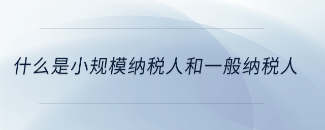 什么是小規(guī)模納稅人和一般納稅人