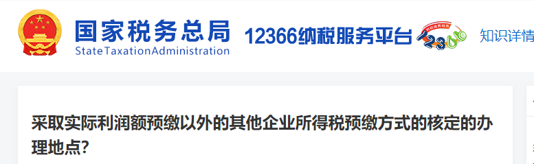 采取實際利潤額預(yù)繳以外的其他企業(yè)所得稅預(yù)繳方式的核定的辦理地點