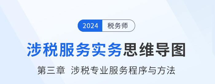 24年稅務(wù)師《涉稅服務(wù)實(shí)務(wù)》章節(jié)思維導(dǎo)圖——第三章涉稅專業(yè)服務(wù)程序與方法