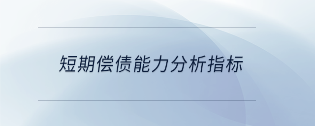 短期償債能力分析指標(biāo)