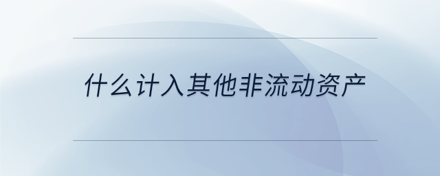 什么計入其他非流動資產(chǎn)