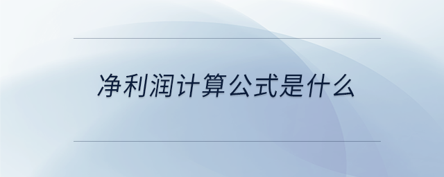 凈利潤計算公式是什么