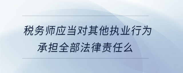 稅務(wù)師應(yīng)當(dāng)對(duì)其他執(zhí)業(yè)行為承擔(dān)全部法律責(zé)任么