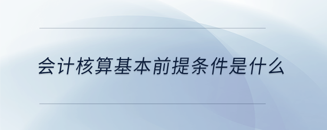 會(huì)計(jì)核算基本前提條件是什么