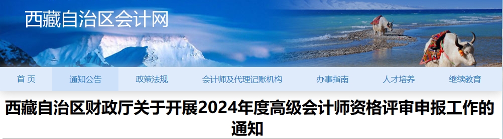 西藏2024年高級會計師資格評審申報工作的通知