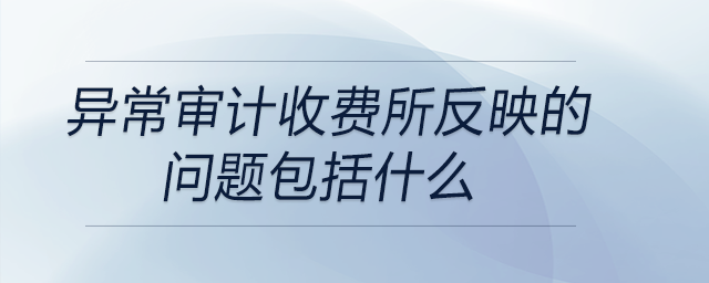 異常審計收費所反映的問題包括什么