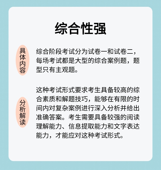 綜合階段考試的難度