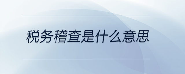 稅務稽查是什么意思