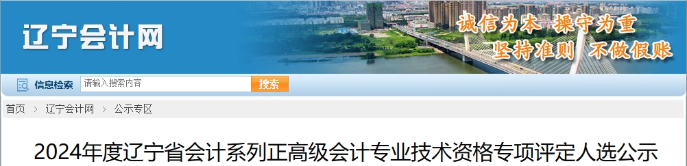 遼寧省2024年正高級會計(jì)專業(yè)專項(xiàng)評定人選公示