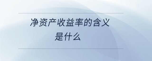 凈資產(chǎn)收益率的含義是什么