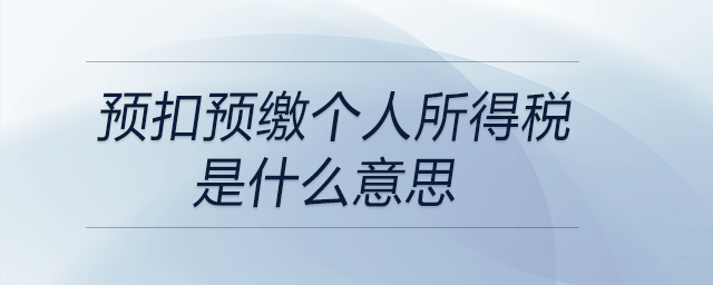 預(yù)扣預(yù)繳個(gè)人所得稅是什么意思