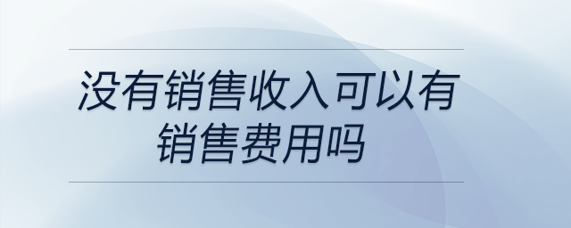 沒(méi)有銷售收入可以有銷售費(fèi)用嗎