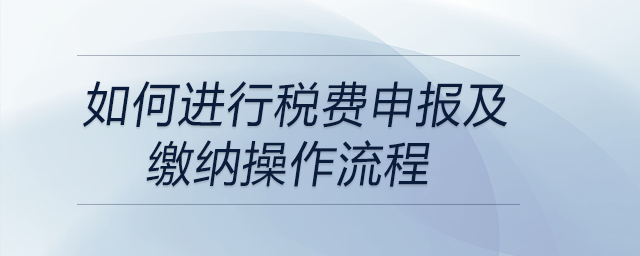 如何進(jìn)行稅費申報及繳納操作流程