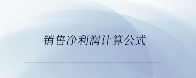 銷售凈利潤計算公式